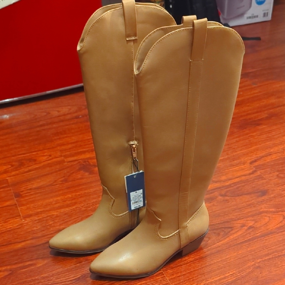 Universal Thread Light Brown Knee-high Cowboy Boots With Memory Foam Size 8.5